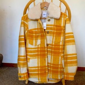 Yellow Plaid Wool Sherpa Collar Coat The GAP